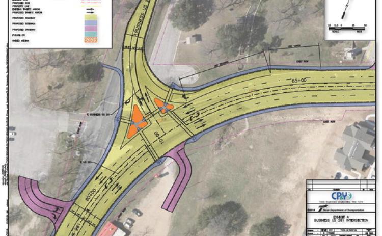 This schematic highlights some of the changes the Texas Department of Transportation plans for the U.S. Highway 190/281 intersection just south of Sulphur Creek at W.M. Brook Park. The ingress and egress at the Hostess House will be eliminated and moved farther south along U.S. 281, and sidewalks and new lighting are to be added. The project start is imminent and could take close to two years to complete. TXDOT.GOV