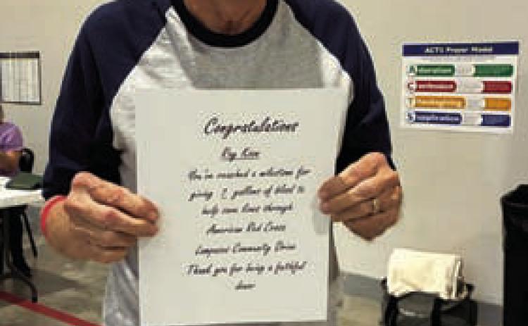 Roy Koon is now a 7-gallon blood donor. COURTESY PHOTO