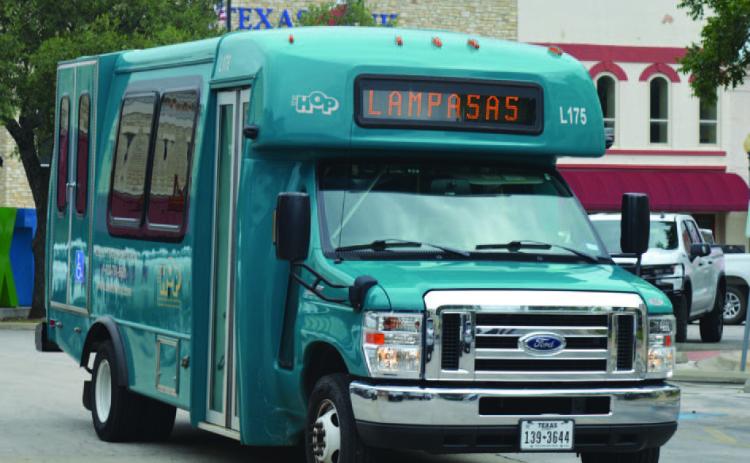 The Hill Country Transit District buses, known as the HOP, won’t be seen much on the streets of Lampasas after March 2, when Central Texas Rural Transit District takes over City and Rural Rides or CARR service for most Lampasas County residents. Only Kempner city residents will be eligible to continue utilizing the HOP bus. FILE PHOTO