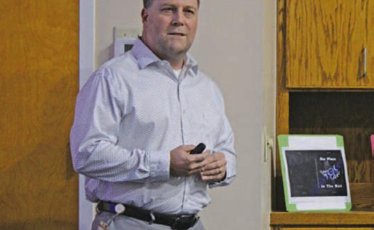 Principal Wesley Graham gave trustees an overview of the academic success and recognitions students at the Lampasas Middle School campus have recorded recently. ERICK MITCHELL | DISPATCH RECORD