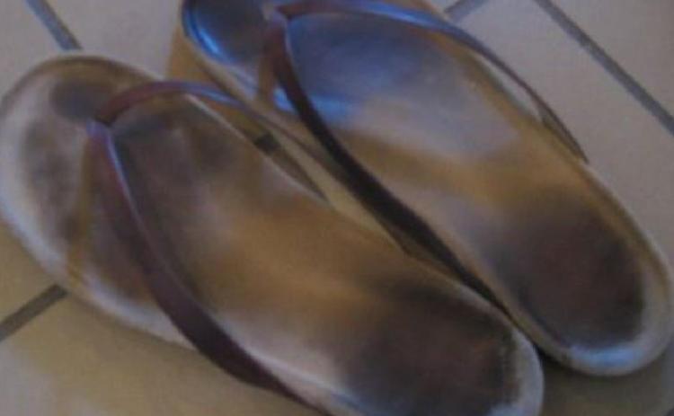 COURTESY PHOTO “Chanclas” — slippers or flip-flops such as these — commonly are used by Latina mothers to discipline their children.