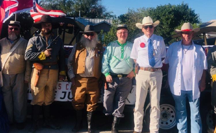 On hand for the Oatmeal Festival Grand Parade were, from left, Cheryl Ayers, Bill Ayers, Tract Wallace, Bill Dunson, Michael Oliver, Ross Cox Sr., Gary Lehmkuhler and Shelby Little. COURTESY PHOTO | JOHNNY ANDERSON