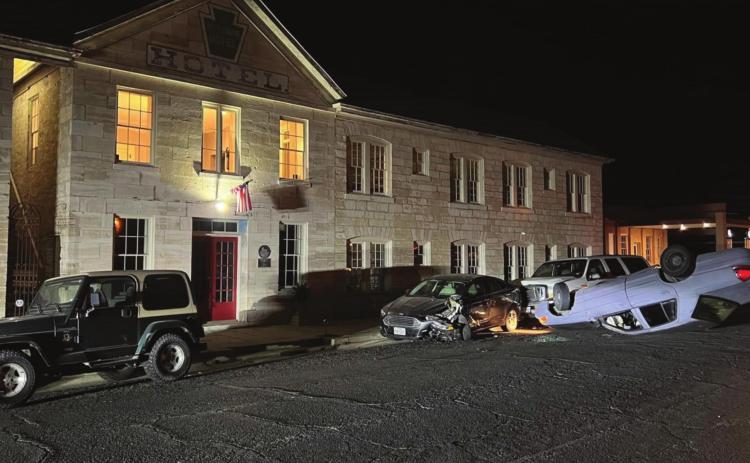 A driver believed to have been traveling at high speed through a residential area severely damaged two parked cars in the early hours Sunday morning. COURTESY PHOTO