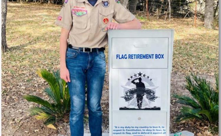 courtesy photo Lampasas Boy Scout Troop 200 member Ian Johnson said his Eagle Scout project benefits residents who want to dispose properly of their old American flags.