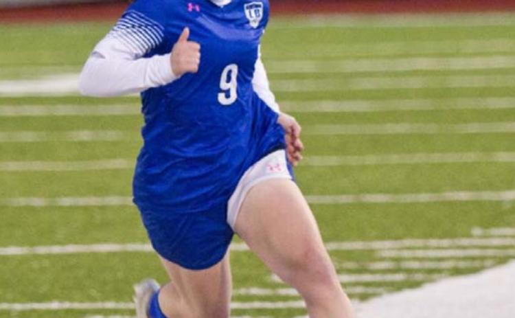 Bella Lindsey, shown in action earlier last week, scored four goals in a scrimmage Friday against Rockdale. JEFF LOWE | DISPATCH RECORD