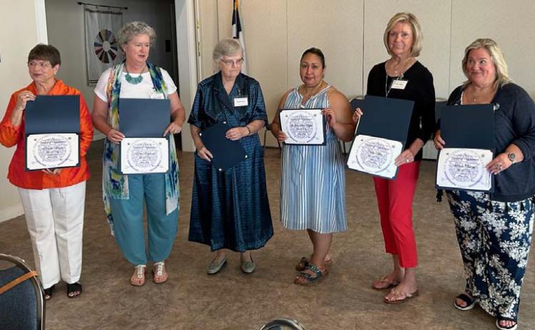 Incoming officers include, from left, Priscilla Wright, Robin England, Susan Detrick, Jo Ann San Miguel, Cathy Allen and Juliann Chaney. Not pictured: Diane Davis, Ginger Henderson and Shanna Sibberson. Courtesy photo