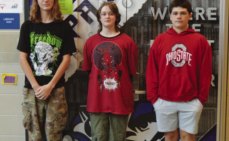 Lampasas High School theatre students, from left, Michael Haley, Aurora Walker and Johnny Reyes are participating in the UIL One-Act Play competition for the first time. ERICK MITCHELL | DISPATCH RECORD