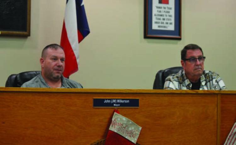 Kempner Mayor John Wilkerson, at left, and Place 3 Councilman Rob Green look on during the Kempner City Council meeting held on Dec. 12. ERICK MITCHELL | DISPATCH RECORD