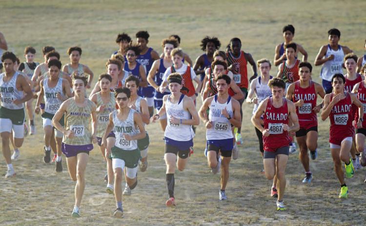 ’ cross country team take off at the district meet on the trails at the 580 Sports Park in Lampasas.