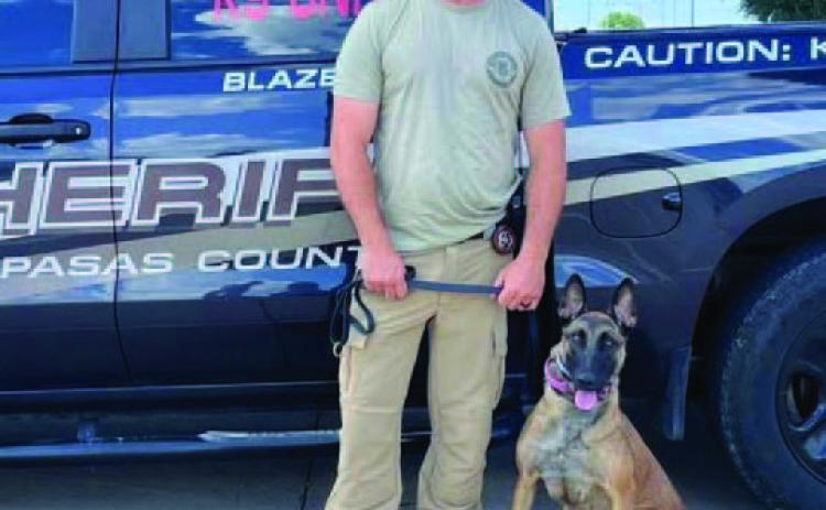 Deputy Justin Wilson is responsible for patrol duties with the Lampasas County Sheriff’s Office K-9 unit, Blazer. The dog and her handler earned their certification, and now are working together to serve the community where needed. COURTESY PHOTO