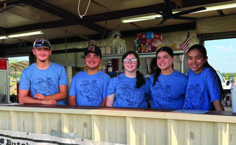 Lometa FFA officers played a big part in helping the weekend’s rodeo run smoothly. Pictured from left are Christopher Faulstich, Anderson Hernandez, Bailey Johnson, Elaina Faulstich and Precious Hernandez. COURTESY PHOTO