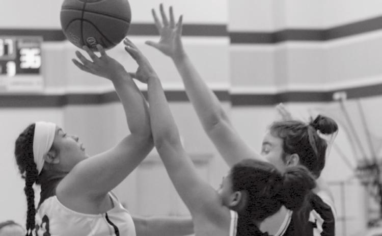 Claudia Carbajal (23) led Lometa with 10 points in a 62-26 loss to Richland Springs to start district play on Monday. JEFF LOWE | DISPATCH RECORD
