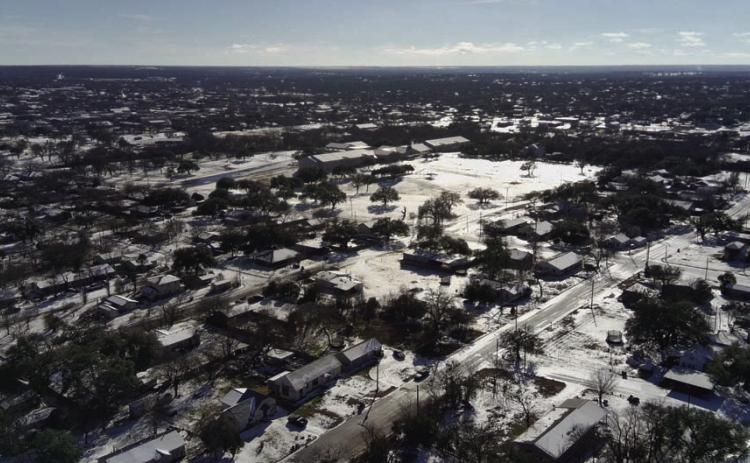 A drone shot taken from the east side of Lampasas reveals a frozen tundra. MICHAEL HAVENS| COURTESY PHOTO