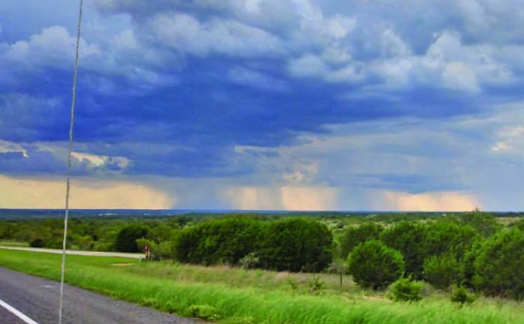 COURTESY PHOTO These rain clouds were observed off FM 580 East earlier in the fall. Precious little moisture was recorded over the first eight months of the year, when Lampasas County was considered in severe drought conditions.