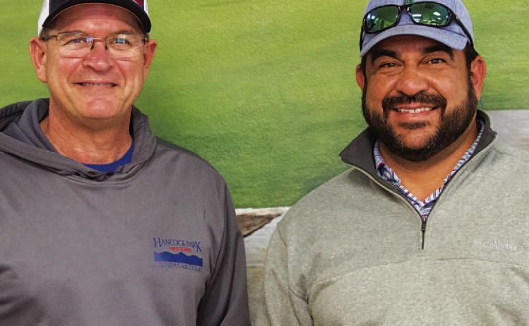 HUNTER KING | DISPATCH RECORD Van Berry, left, poses with new golf course manager Kris Morin as he takes over the position.