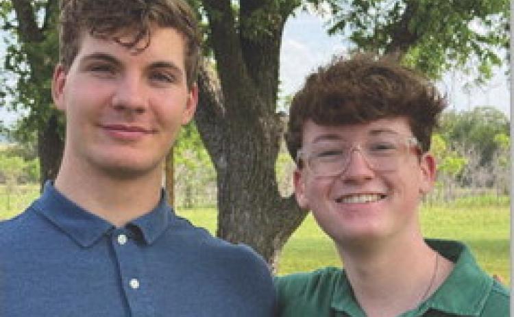 Named by American Legion Post 116 to represent Lometa at this year’s Boys State at The University of Texas are Wyatt Potts, left, and Bryson Anastasi. COURTESY PHOTO