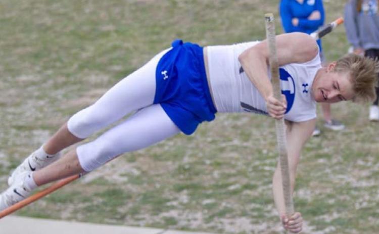 Peyton Underwood pole vaults in a previous meet. Lampasas took three of the top four spots in that event on Wednesday. JEFF LOWE | DISPATCH RECORD