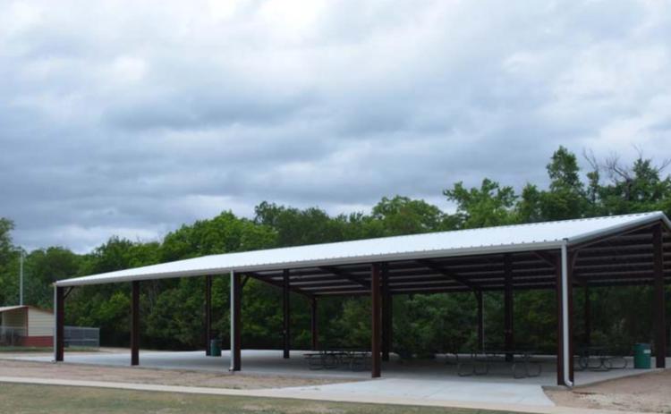 Design options are being finalized for the skate park that will be built near this pavillion in Campbell Park. MASON HINES | DISPATCH RECORD