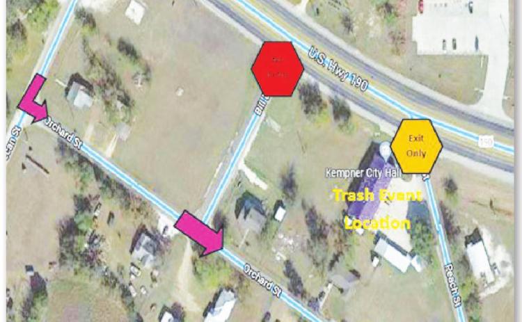 This map indicates where residents should enter and exit for disposal of hazardous household items. COURTESY PHOTO | CITY OF KEMPNER