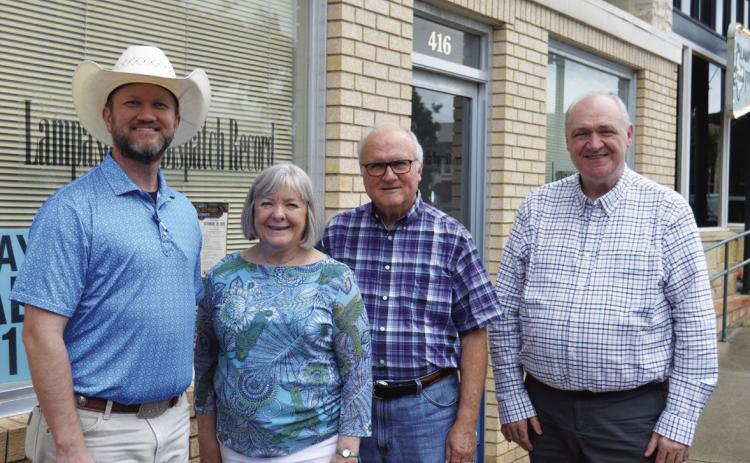 ERICK MITCHELL | DISPATCH RECORD A new chapter at the Lampasas Dispatch Record took place Oct. 1 with the acquisition of the paper by Granite Media Partners Inc. The transfer included H. Daniel Phlihower (left), Granite’s CEO and president; outgoing owners Gail and Jim Lowe; and new Area Publisher Mark Henry, a Lampasas resident.
