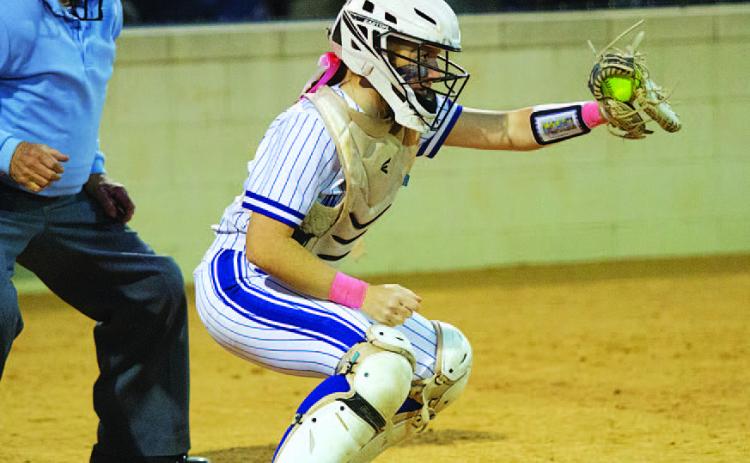 Jenni Posten has been a consistent player behind the plate for the Lady Badgers this season. HUNTER KING | DISPATCH RECORD