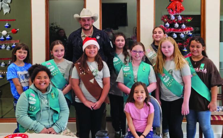Scouts make ornaments for law enforcement officers